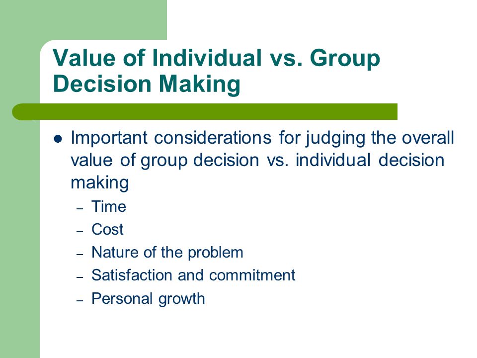 Individual Decision Making